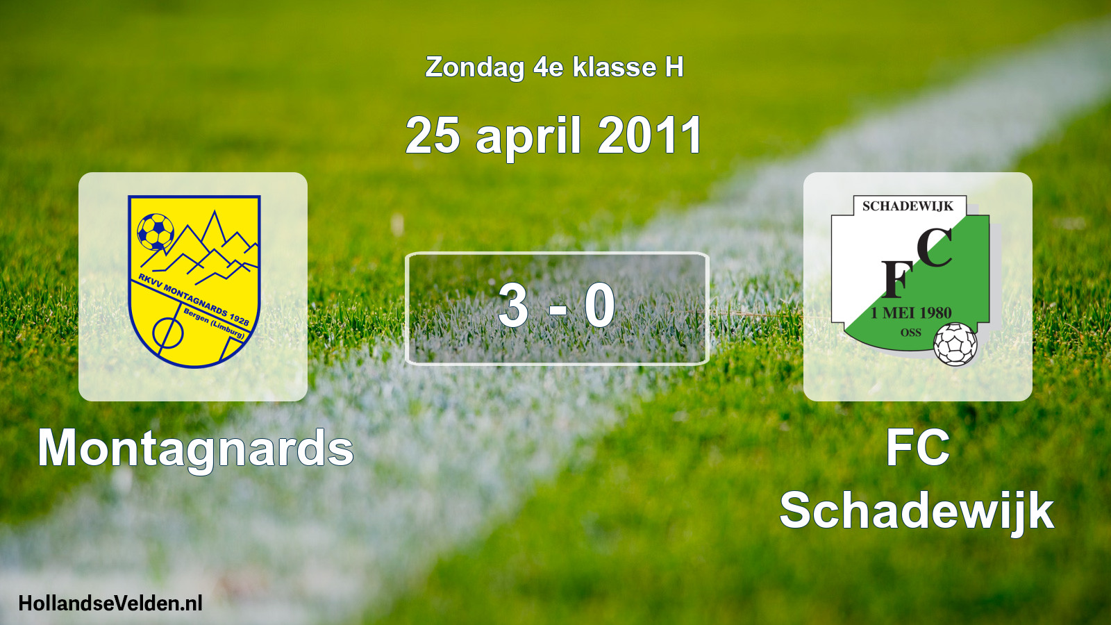 Total number of matches played: Montagnards - FC Schadewijk 3 - 0 (25 April 2011)