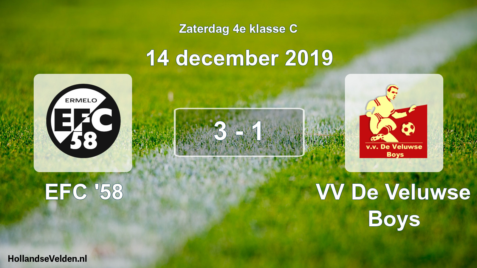Total number of matches played: EFC '58 - VV De Veluwse Boys 3 - 1 (14 December 2019)