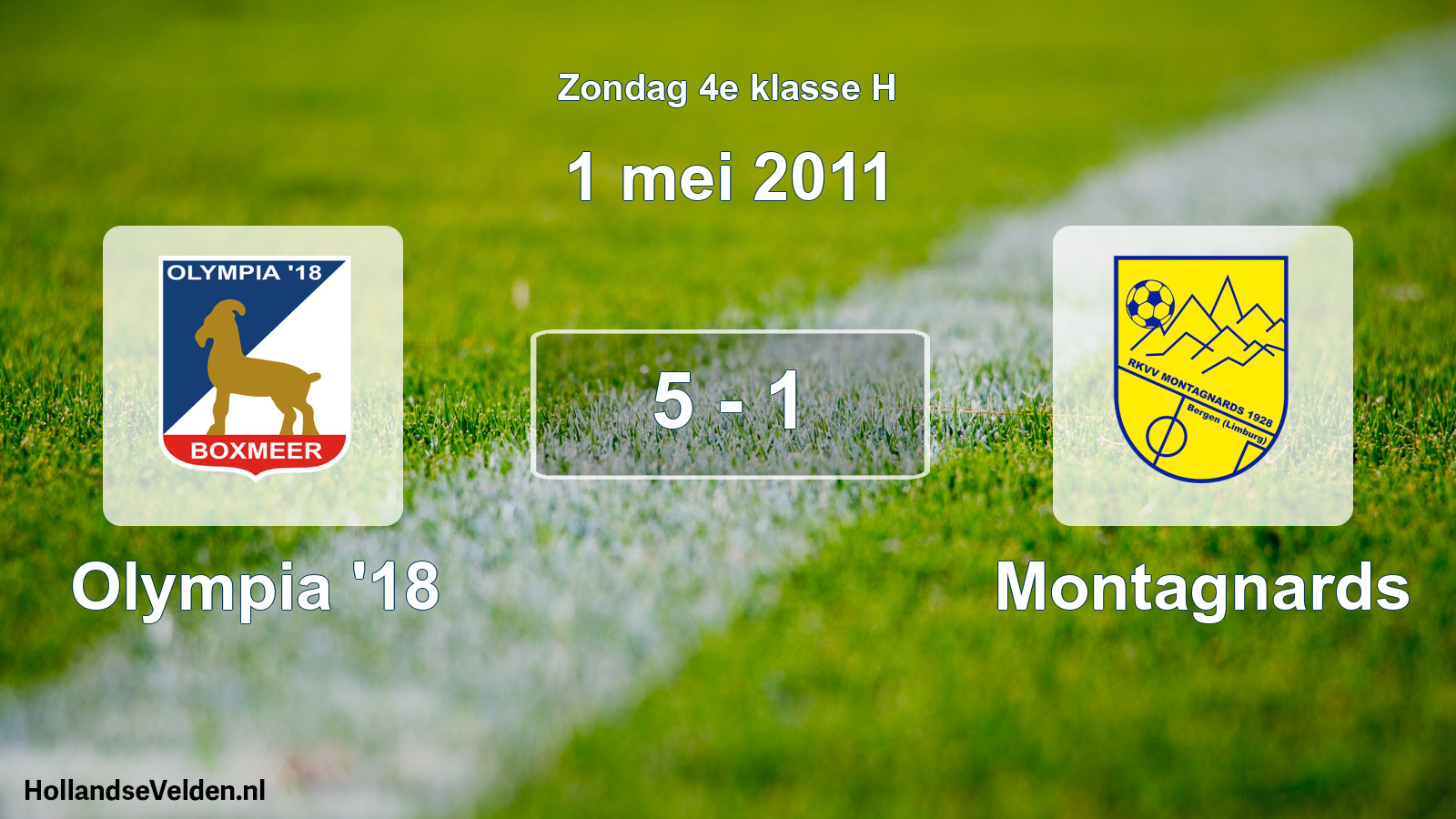 Total number of matches played: Olympia '18 - Montagnards 5 - 1 (1 May 2011)