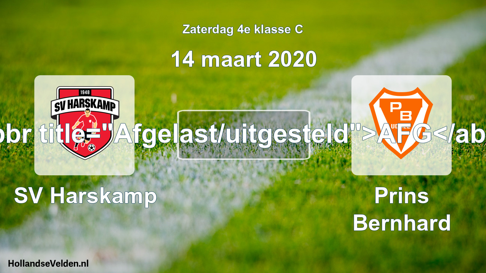 Scheduled Match: SV Harskamp - Prins Bernhard (14 March 2020)