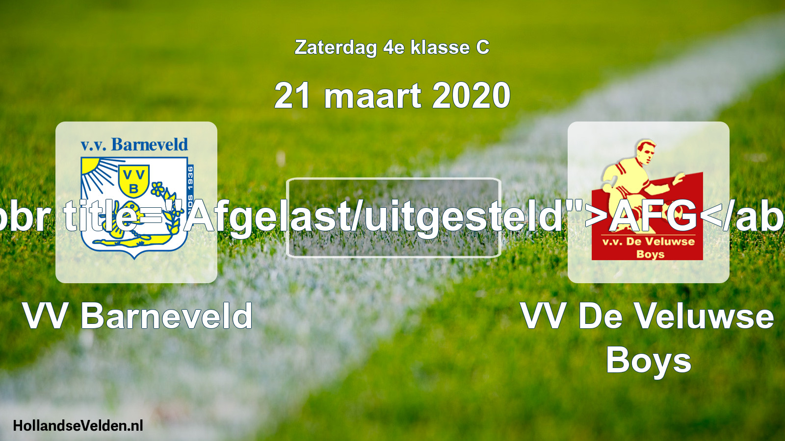 Scheduled Match: VV Barneveld - VV De Veluwse Boys (21 March 2020)