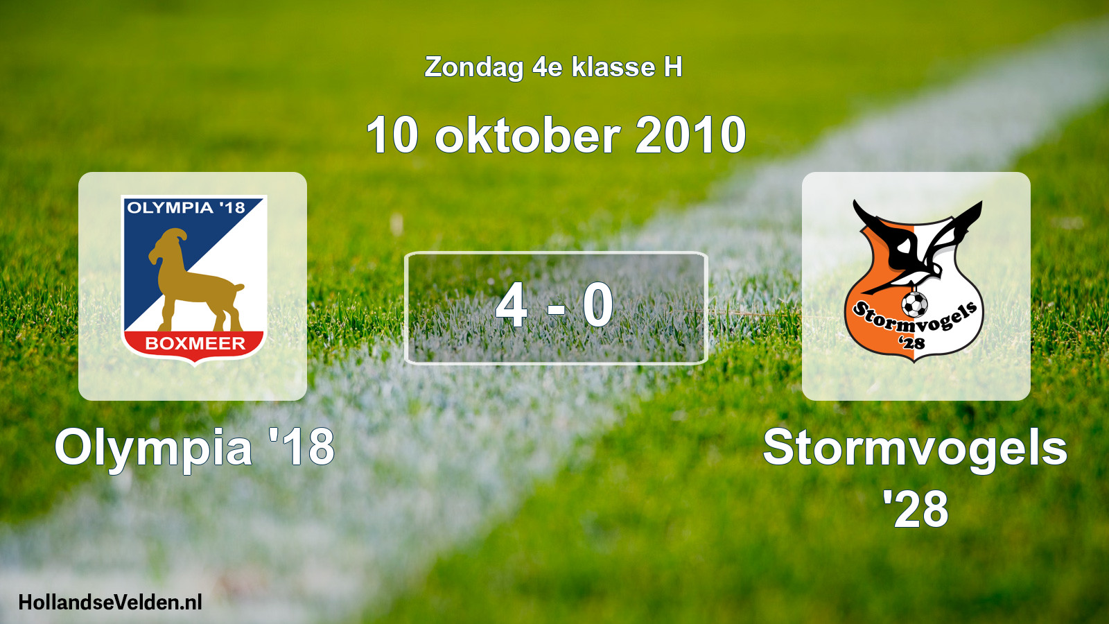 Total number of matches played: Olympia '18 - Stormvogels '28 4 - 0 (10 October 2010)