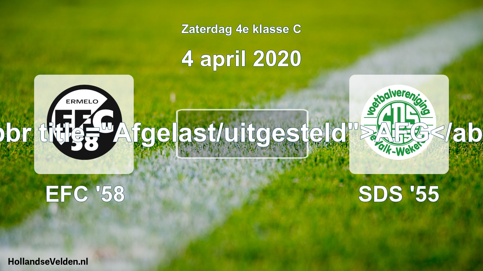 Scheduled Match: EFC '58 - SDS '55 (4 April 2020)