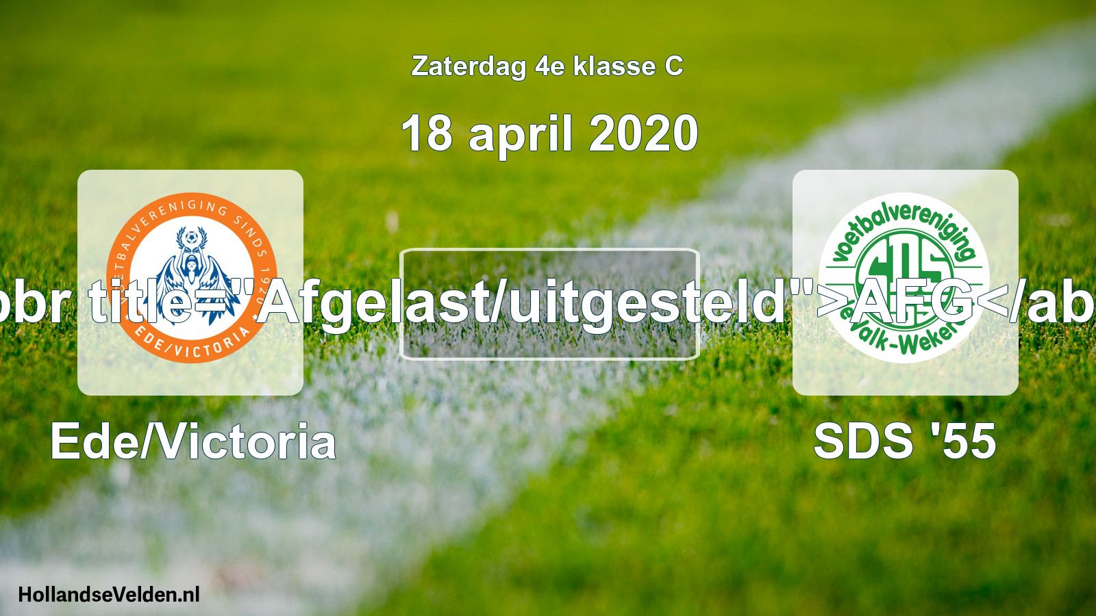 Scheduled Match: Ede/Victoria - SDS '55 (18 April 2020)
