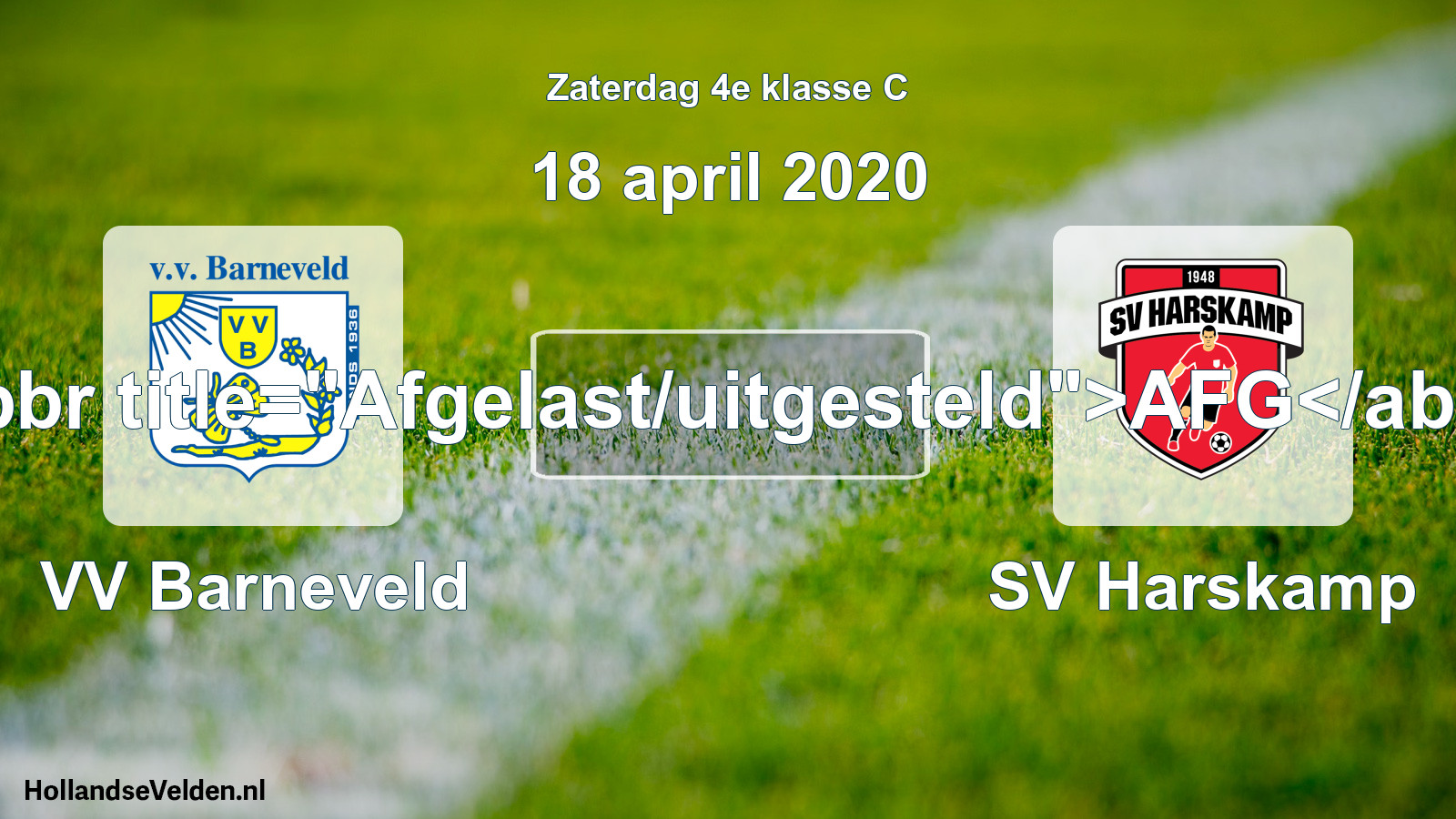 Scheduled Match: VV Barneveld - SV Harskamp (18 April 2020)