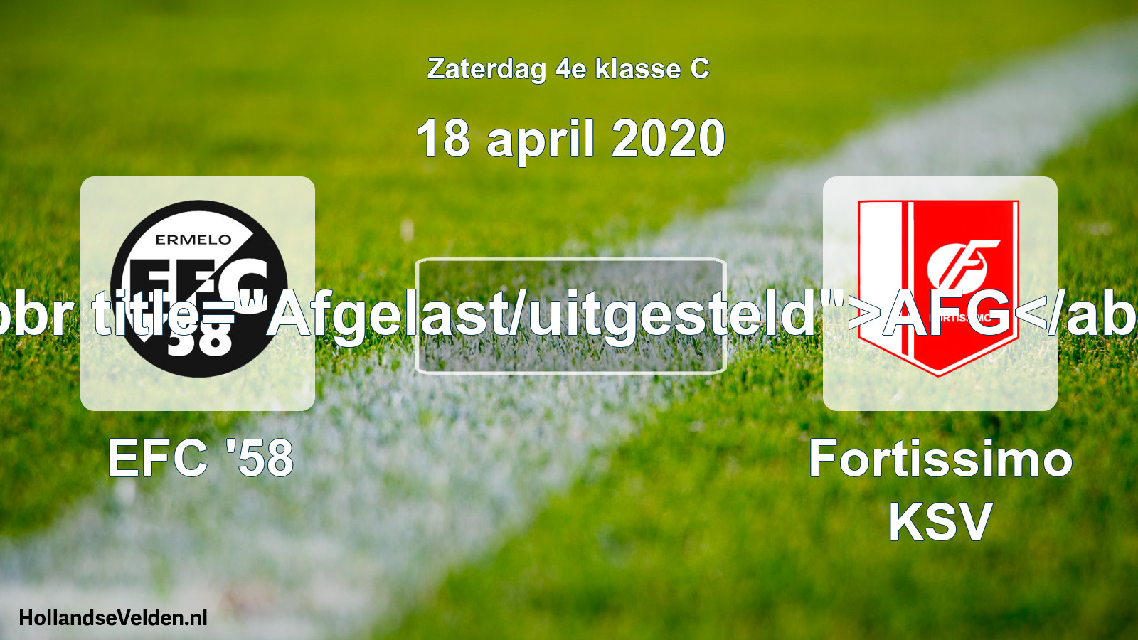 Scheduled Match: EFC '58 - Fortissimo KSV (18 April 2020)