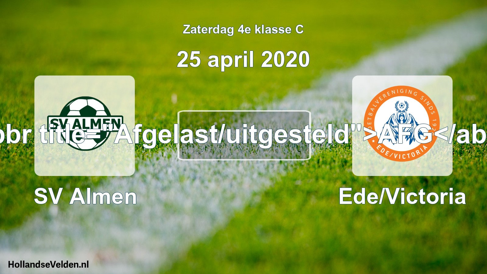Scheduled Match: SV Almen - Ede/Victoria (25 April 2020)