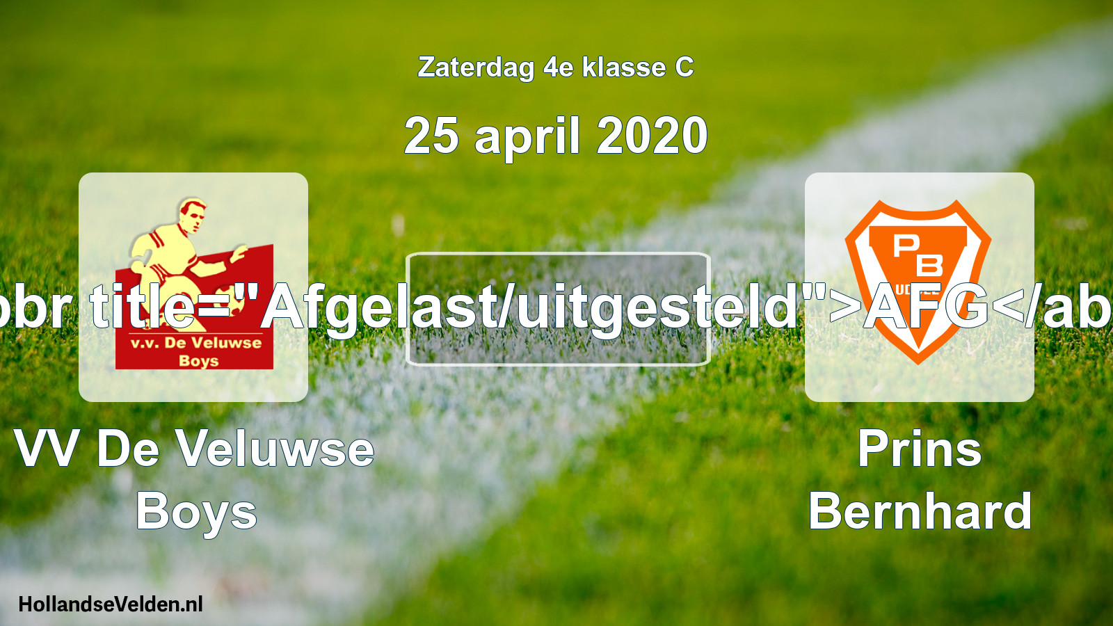 Scheduled Match: VV De Veluwse Boys - Prins Bernhard (25 April 2020)