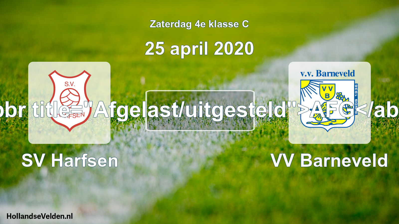Scheduled Match: SV Harfsen - VV Barneveld (25 April 2020)