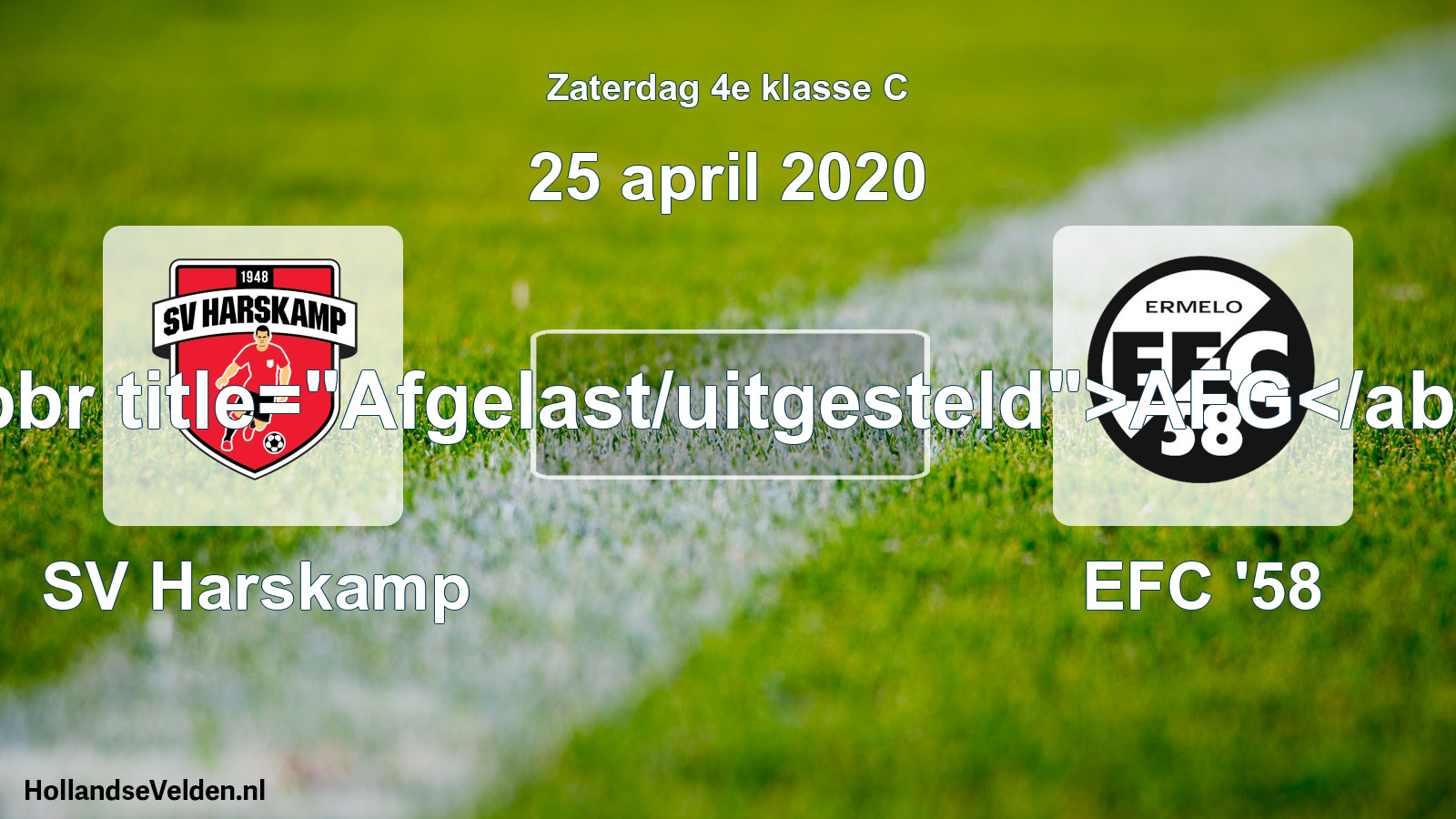 Scheduled Match: SV Harskamp - EFC '58 (25 April 2020)