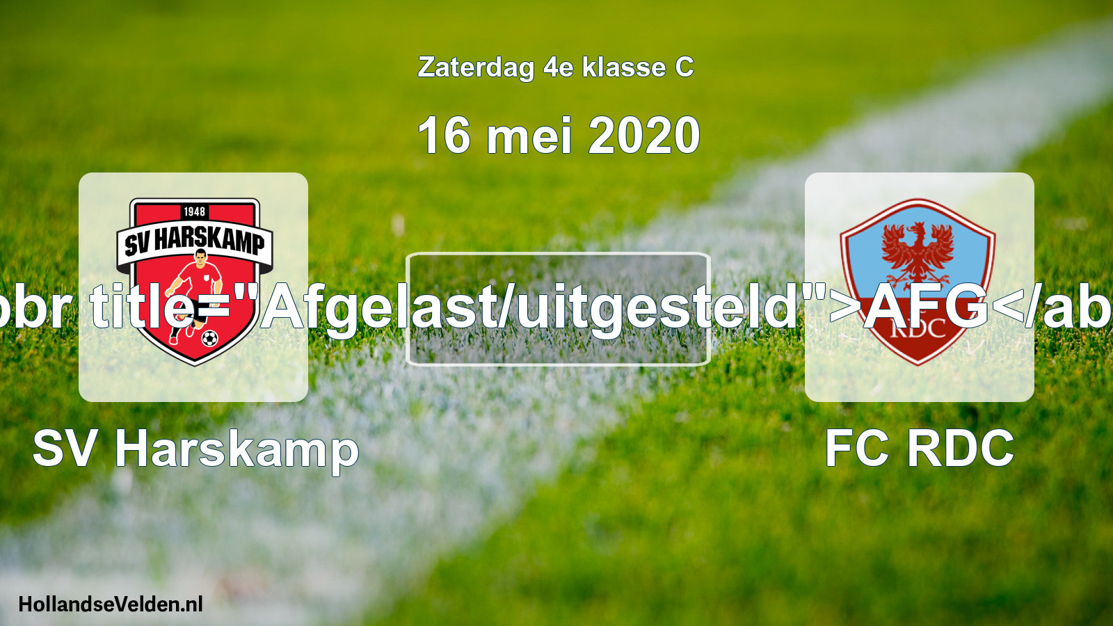 Scheduled Match: SV Harskamp - FC RDC (16 May 2020)