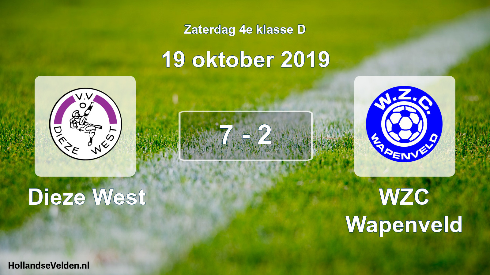Total number of matches played: Dieze West - WZC Wapenveld 7 - 2 (19 October 2019)