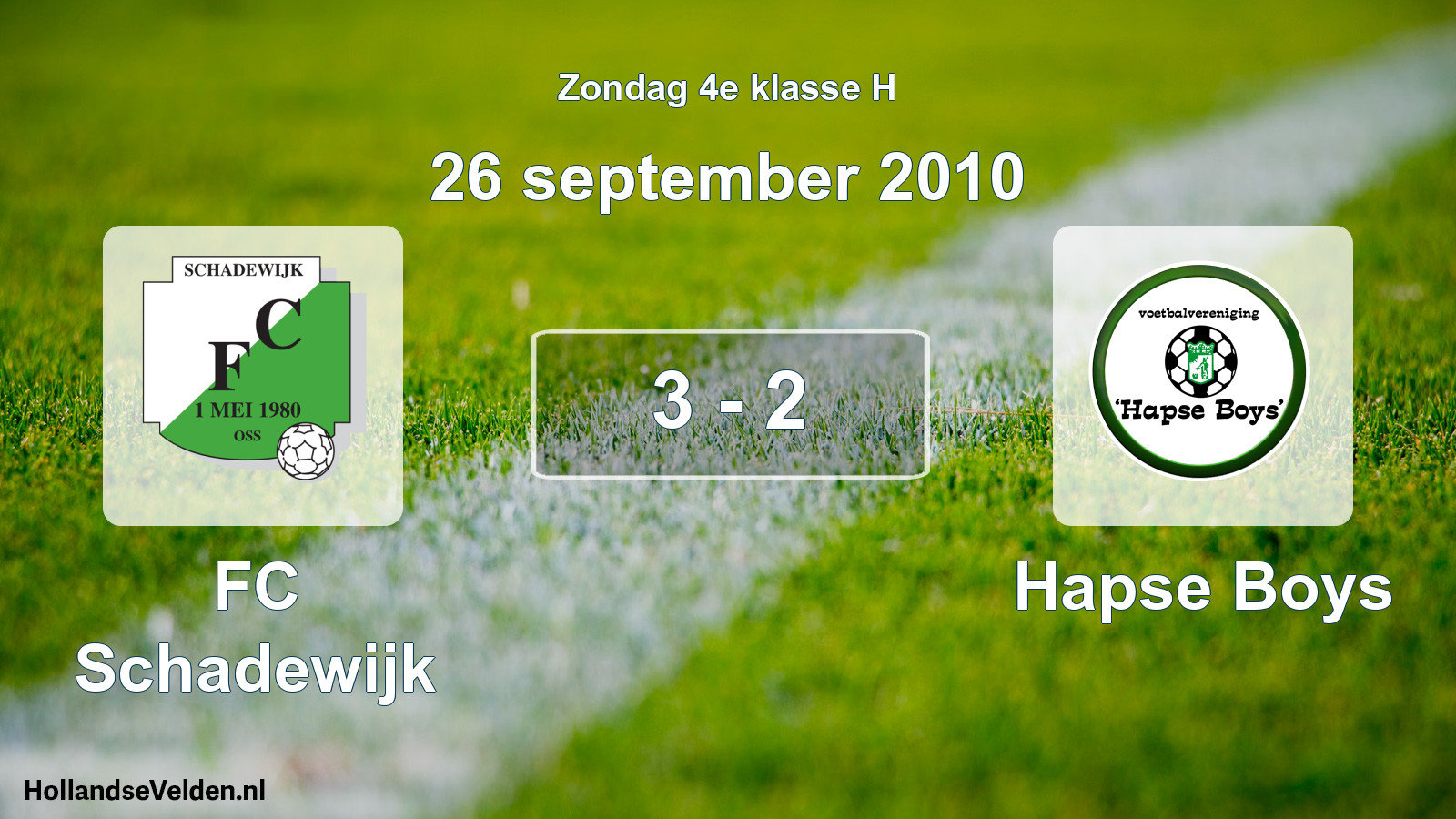 Total number of matches played: FC Schadewijk - Hapse Boys 3 - 2 (26 September 2010)