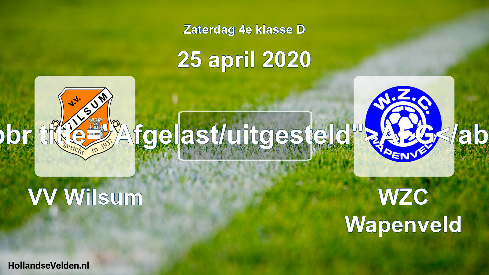 Scheduled Match: VV Wilsum - WZC Wapenveld (25 April 2020)