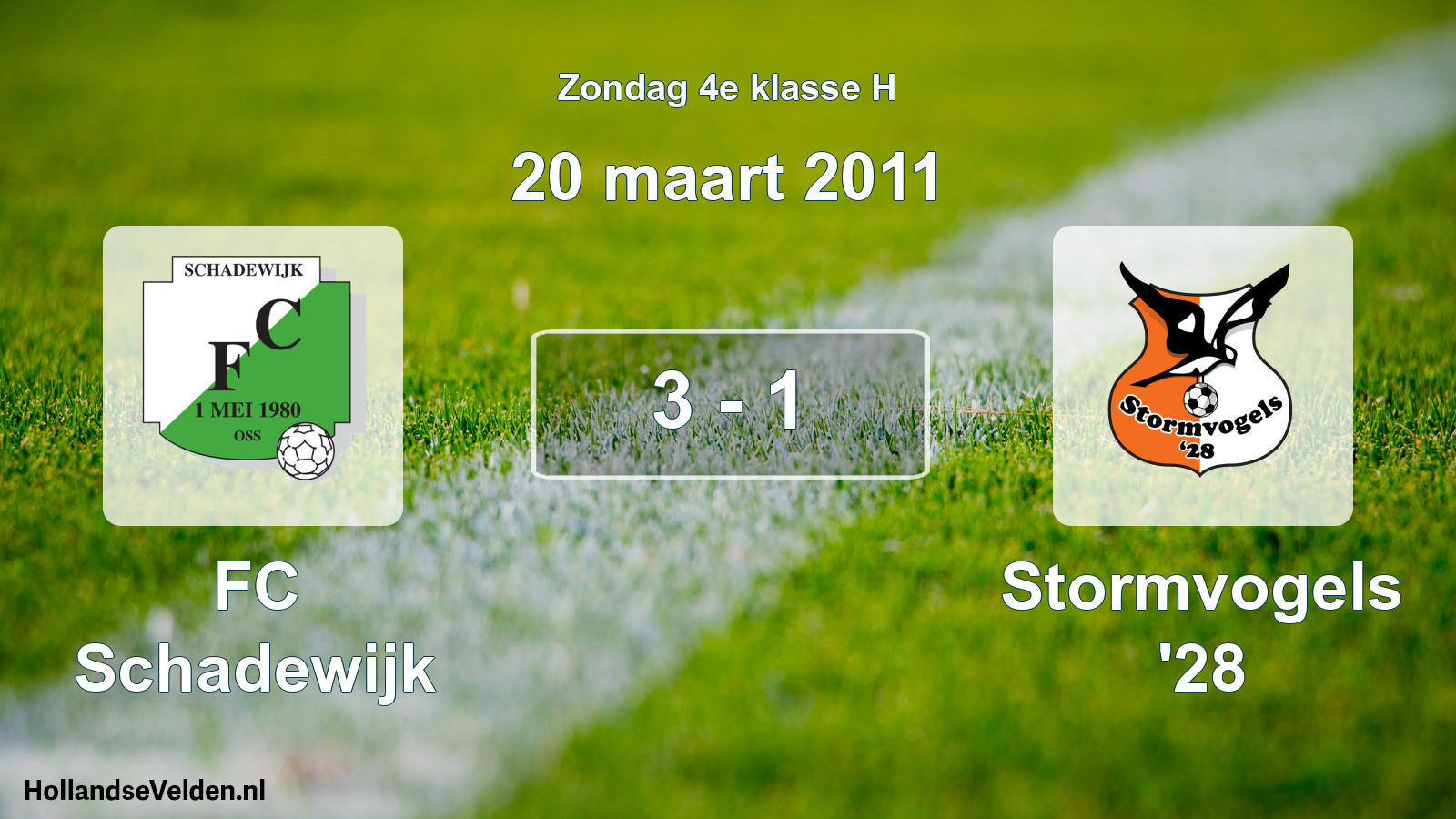 Total number of matches played: FC Schadewijk - Stormvogels '28 3 - 1 (20 March 2011)