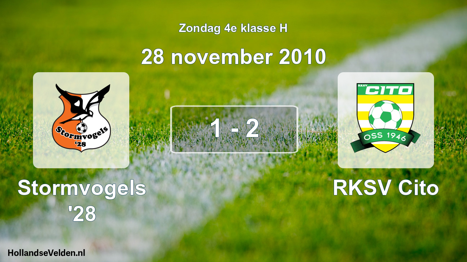 Total number of matches played: Stormvogels '28 - RKSV Cito 1 - 2 (28 November 2010)