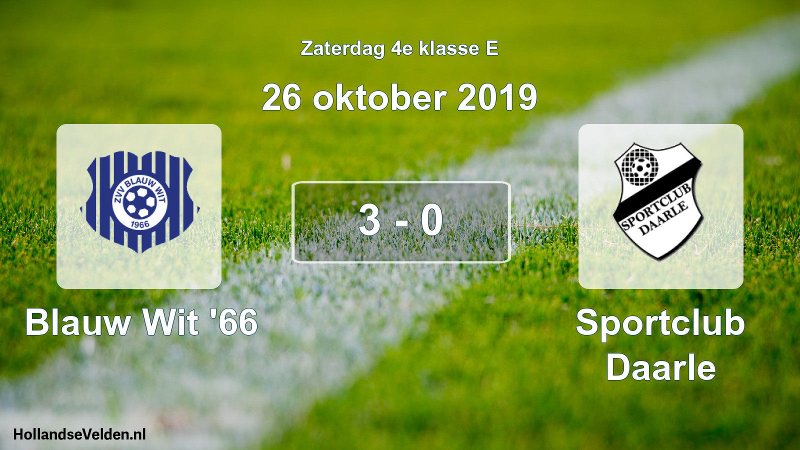 Total number of matches played: Blauw Wit '66 - Sportclub Daarle 3 - 0 (26 October 2019)