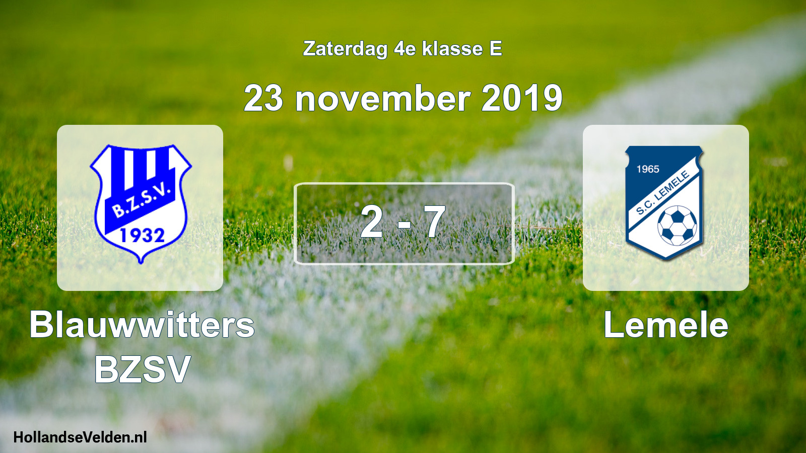Total number of matches played: Blauwwitters BZSV - Lemele 2 - 7 (23 November 2019)