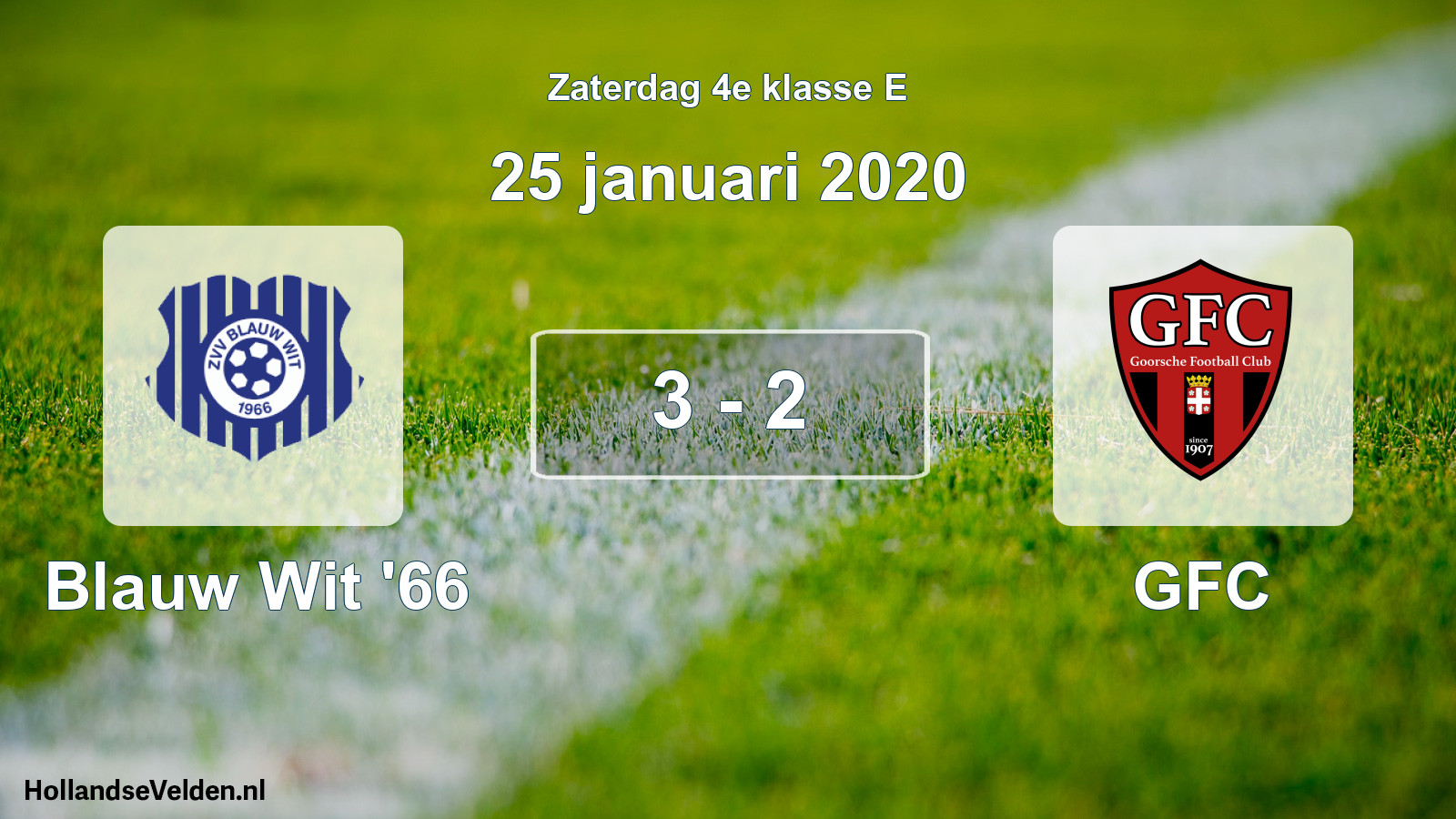 Total number of matches played: Blauw Wit '66 - GFC 3 - 2 (25 January 2020)