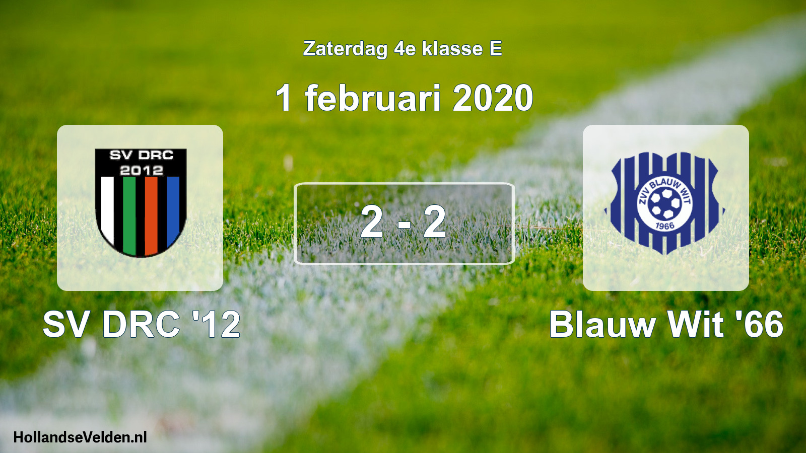 Total number of matches played: SV DRC '12 - Blauw Wit '66 2 - 2 (1 February 2020)