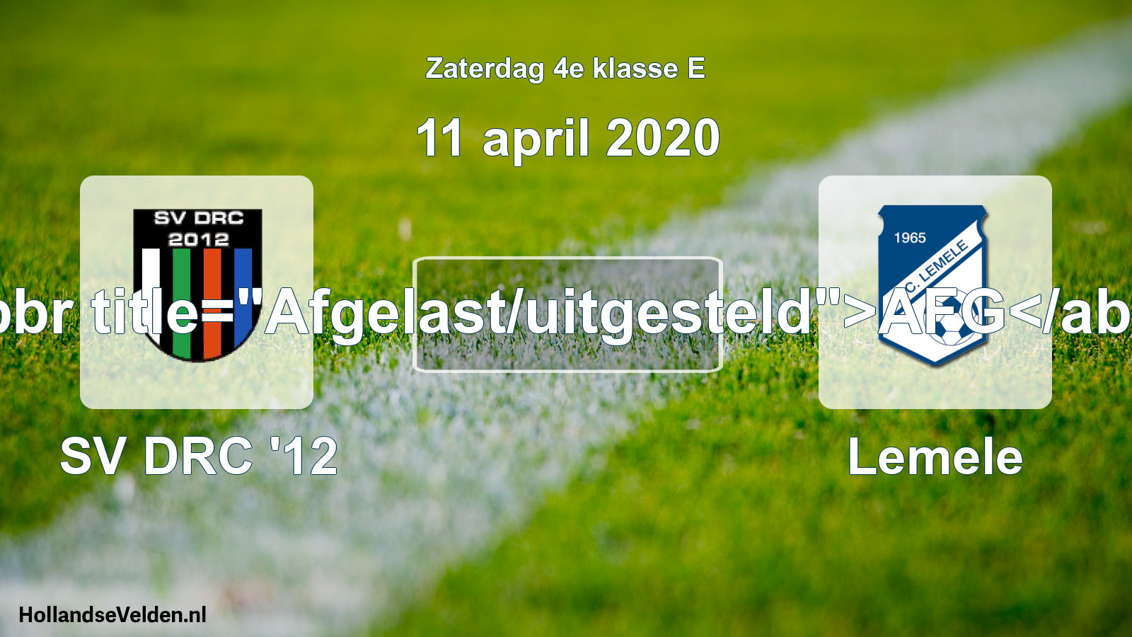 Scheduled Match: SV DRC '12 - Lemele (11 April 2020)