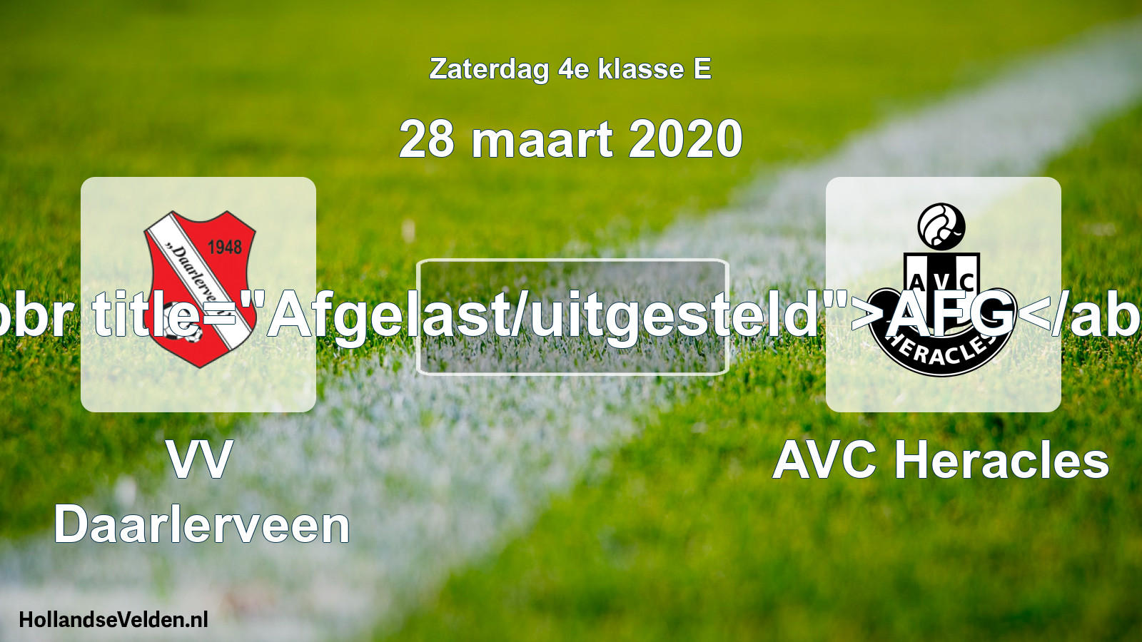 Scheduled Match: VV Daarlerveen - AVC Heracles (28 March 2020)