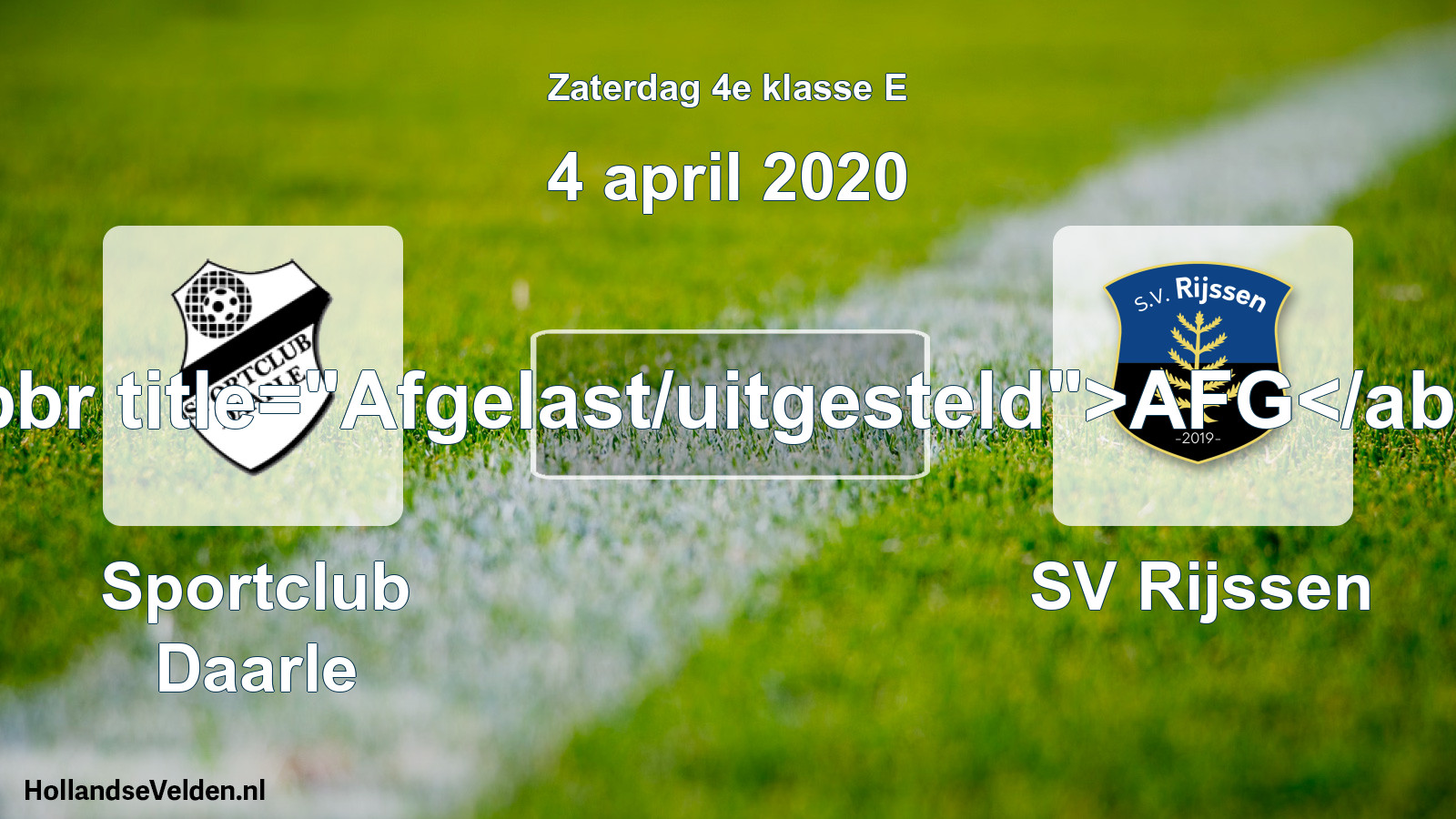 Scheduled Match: Sportclub Daarle - SV Rijssen (4 April 2020)