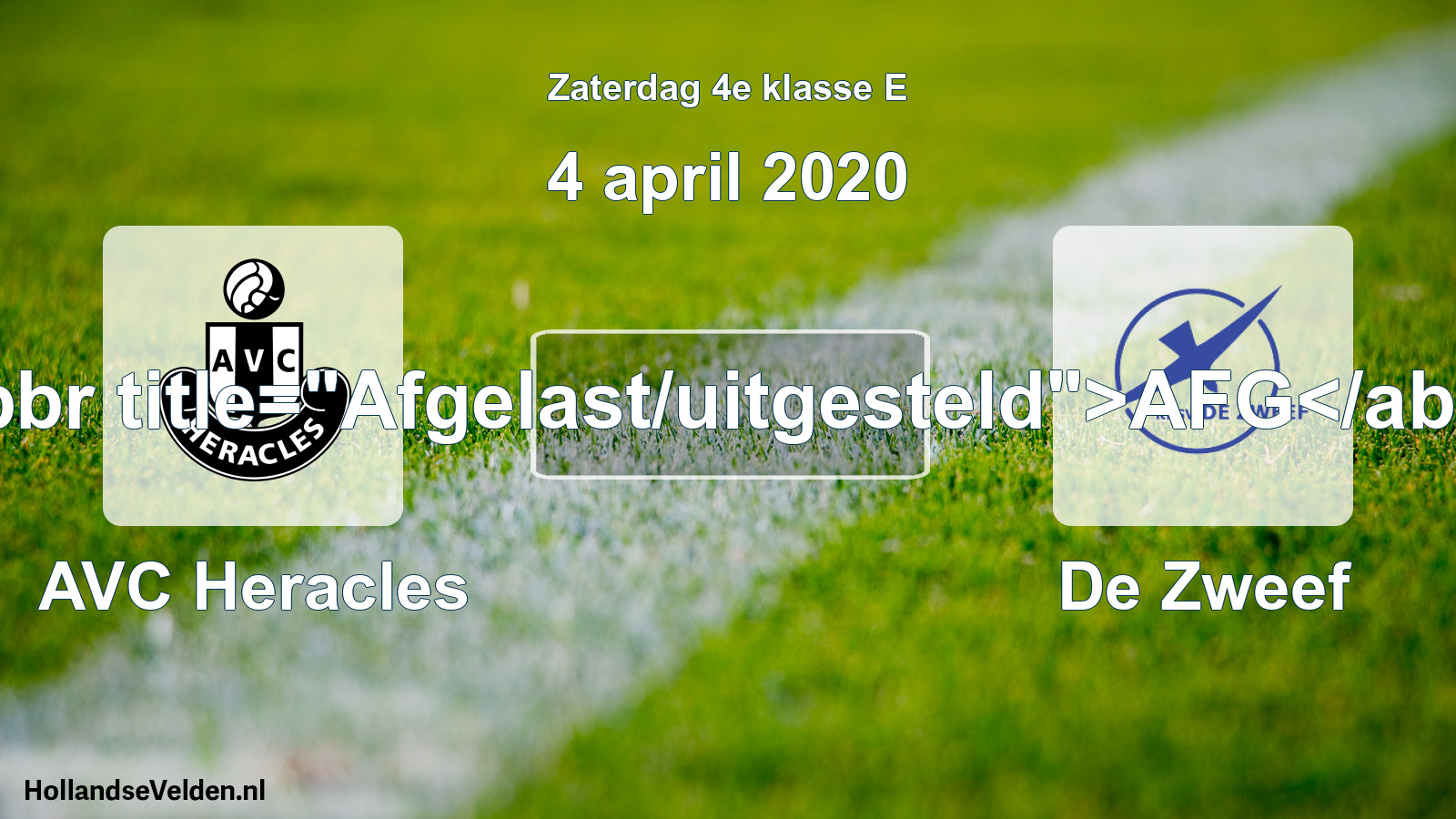 Scheduled Match: AVC Heracles - De Zweef (4 April 2020)