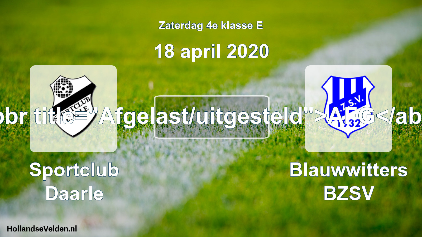 Scheduled Match: Sportclub Daarle - Blauwwitters BZSV (18 April 2020)