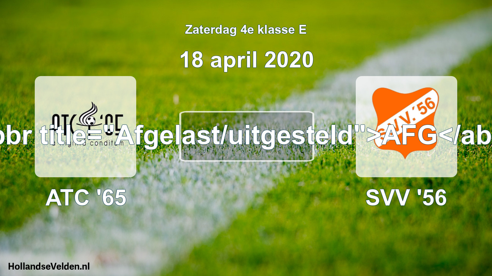 Scheduled Match: ATC '65 - SVV '56 (18 April 2020)