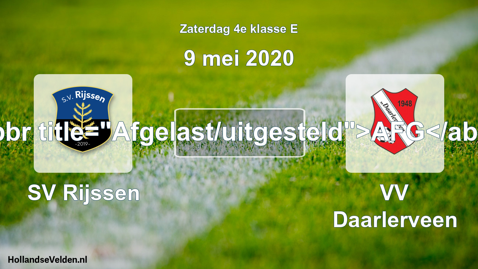 Scheduled Match: SV Rijssen - VV Daarlerveen (9 May 2020)