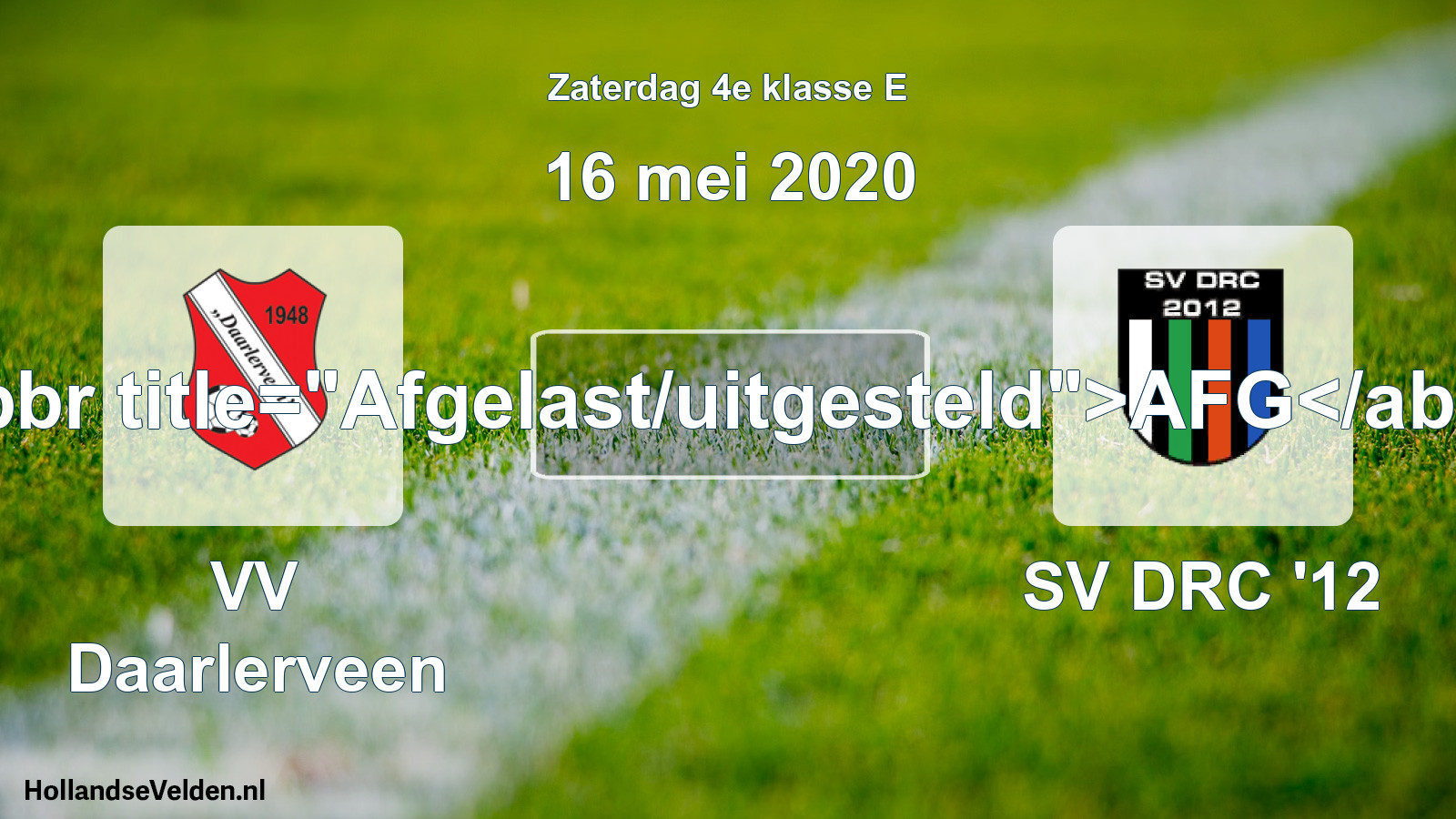 Scheduled Match: VV Daarlerveen - SV DRC '12 (16 May 2020)