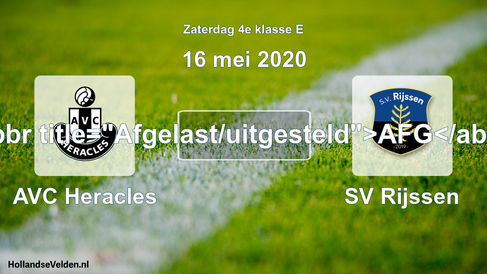 Scheduled Match: AVC Heracles - SV Rijssen (16 May 2020)