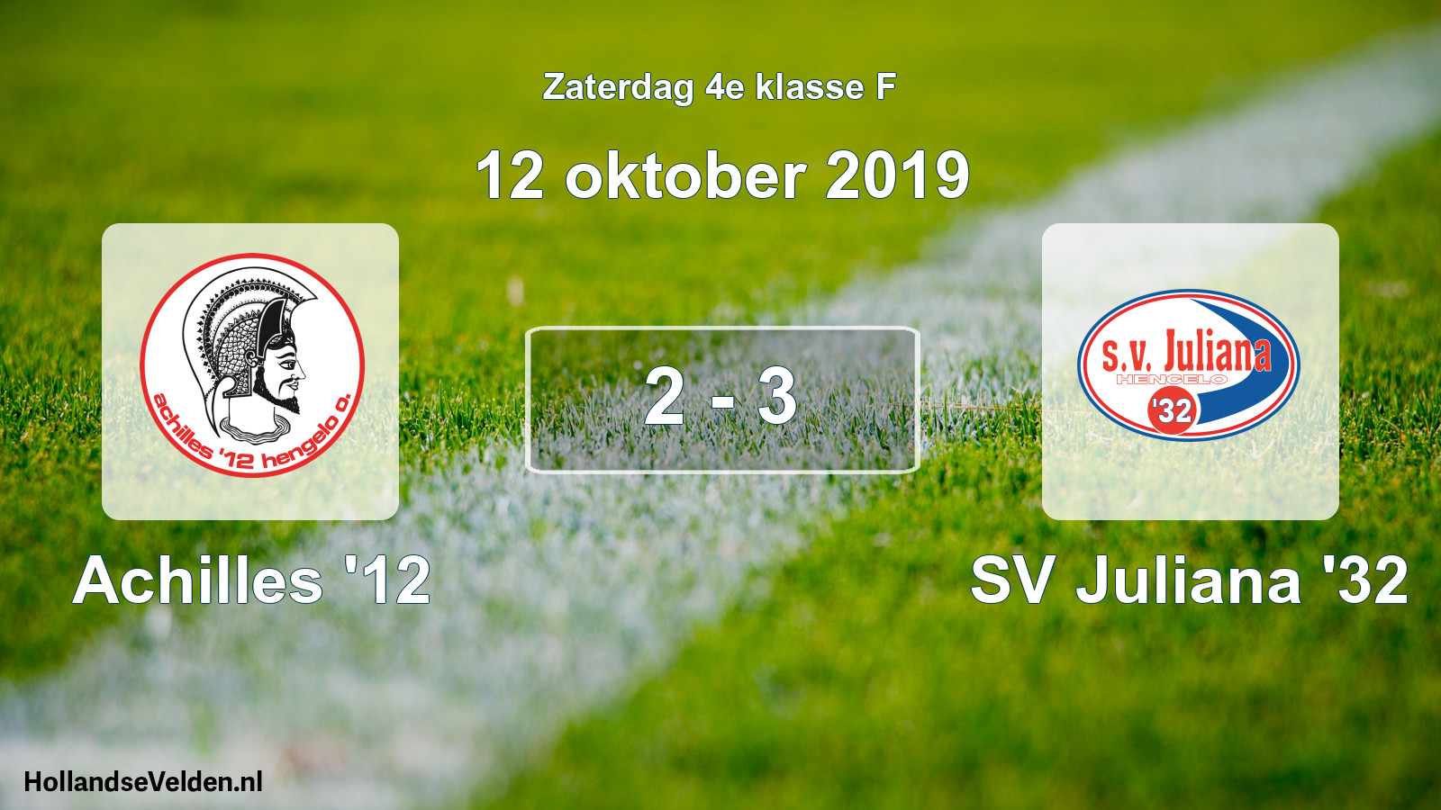 Total number of matches played: Achilles '12 - SV Juliana '32 2 - 3 (12 October 2019)