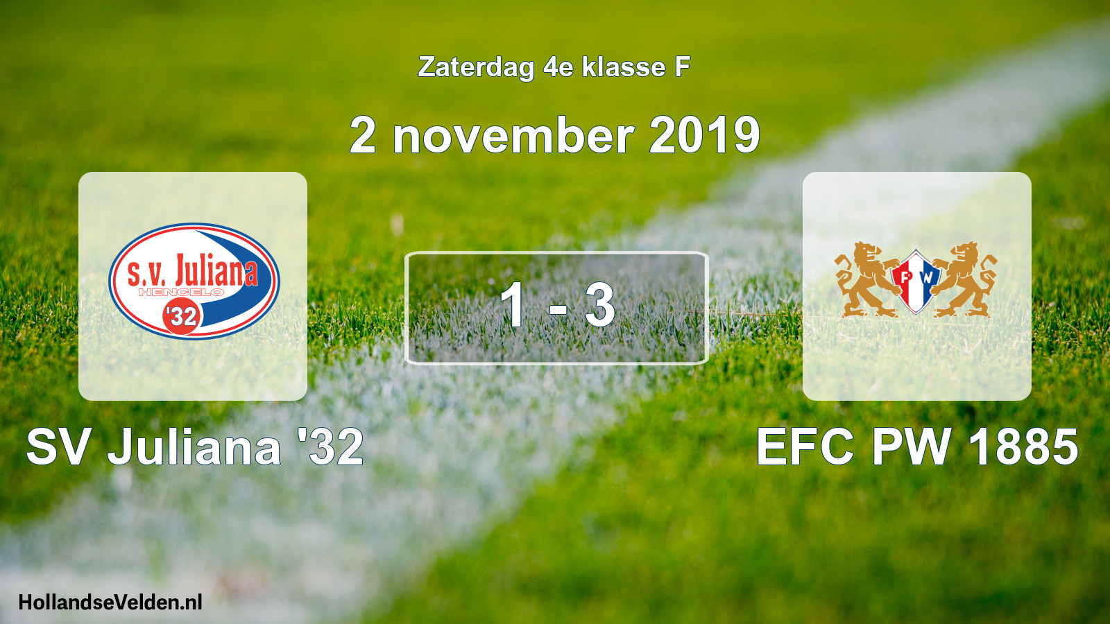 Total number of matches played: SV Juliana '32 - PW 1885 1 - 3 (2 November 2019)