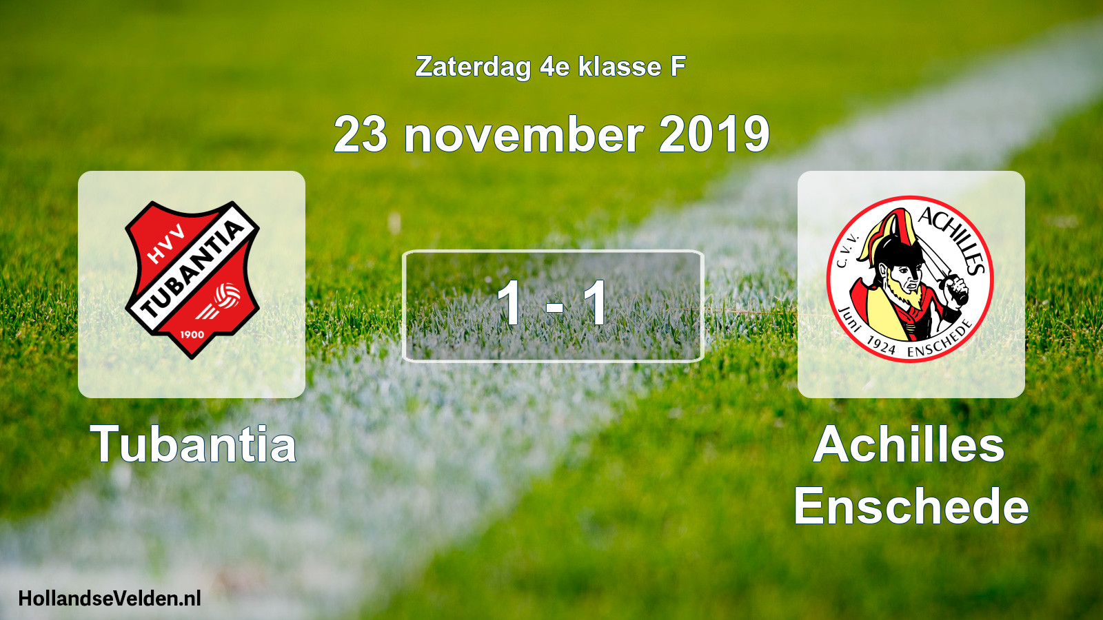 Total number of matches played: Tubantia - Achilles Enschede 1 - 1 (23 November 2019)