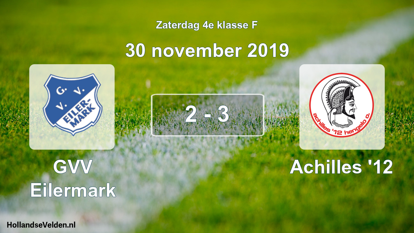 Total number of matches played: GVV Eilermark - Achilles '12 2 - 3 (30 November 2019)