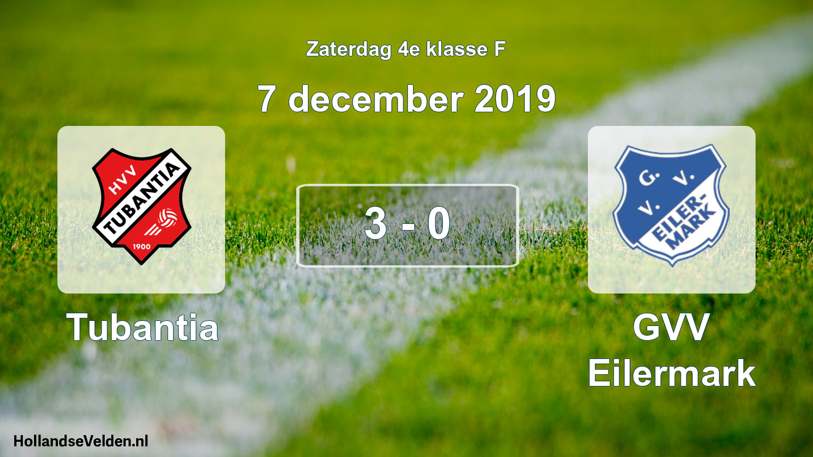 Total number of matches played: Tubantia - GVV Eilermark 3 - 0 (7 December 2019)