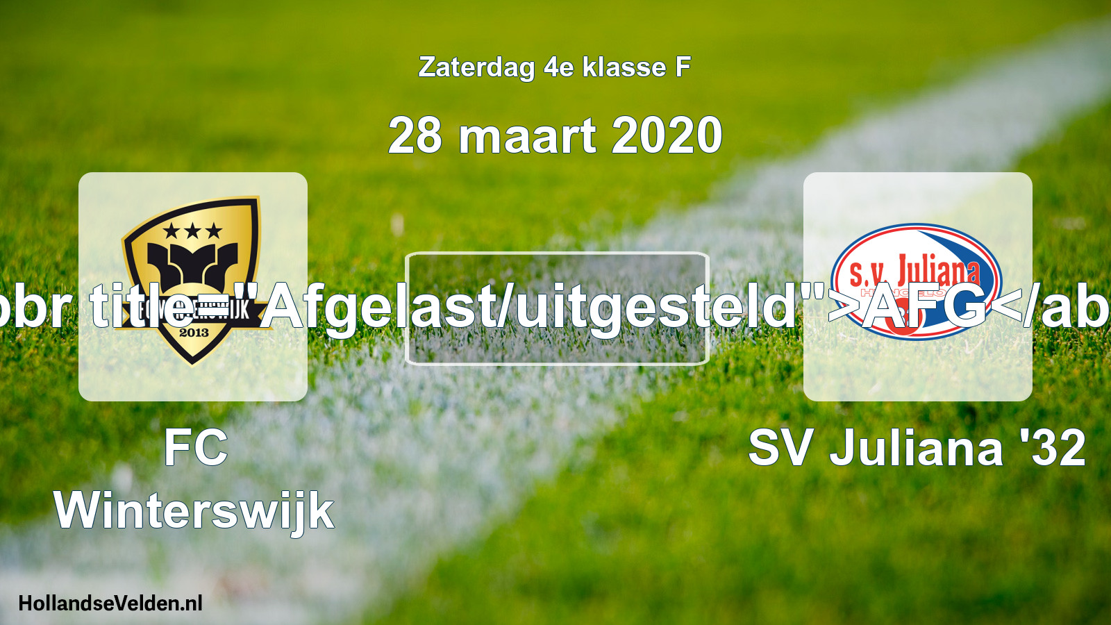 Scheduled Match: FC Winterswijk - SV Juliana '32 (28 March 2020)