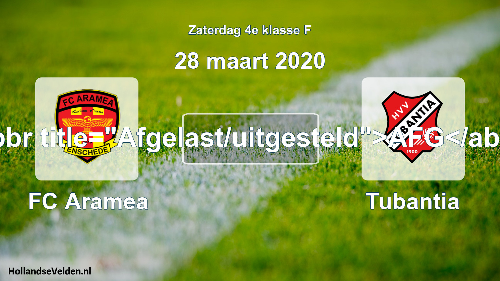 Scheduled Match: FC Aramea - Tubantia (28 March 2020)