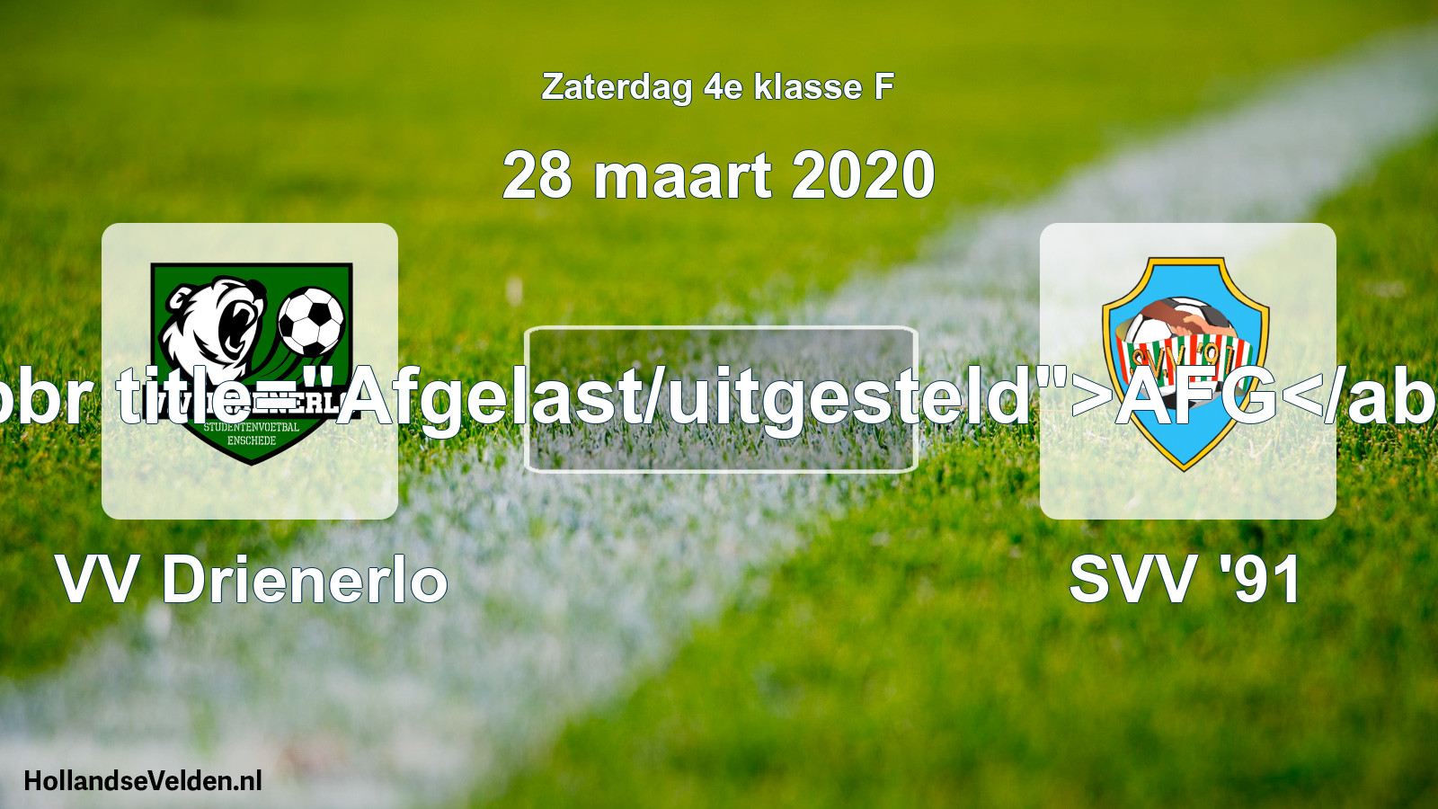 Scheduled Match: VV Drienerlo - SVV '91 (28 March 2020)