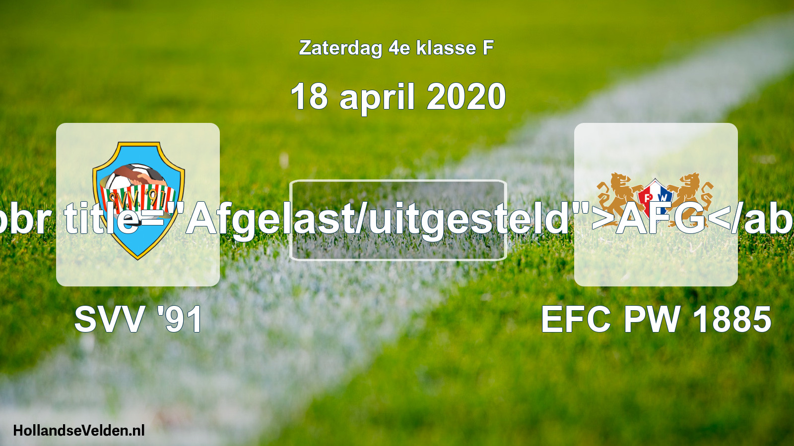 Scheduled Match: SVV '91 - PW 1885 (18 April 2020)