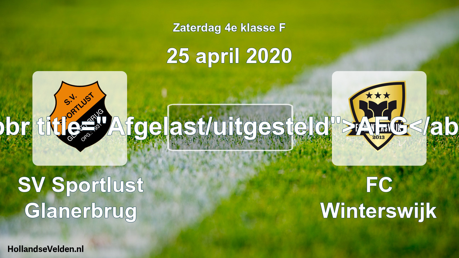 Scheduled Match: SV Sportlust Glanerbrug - FC Winterswijk (25 April 2020)