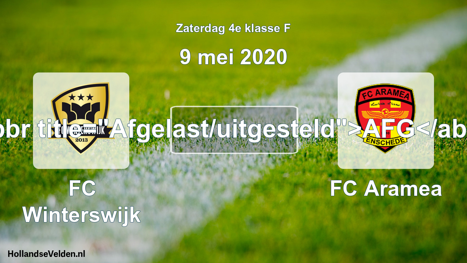 Scheduled Match: FC Winterswijk - FC Aramea (9 May 2020)