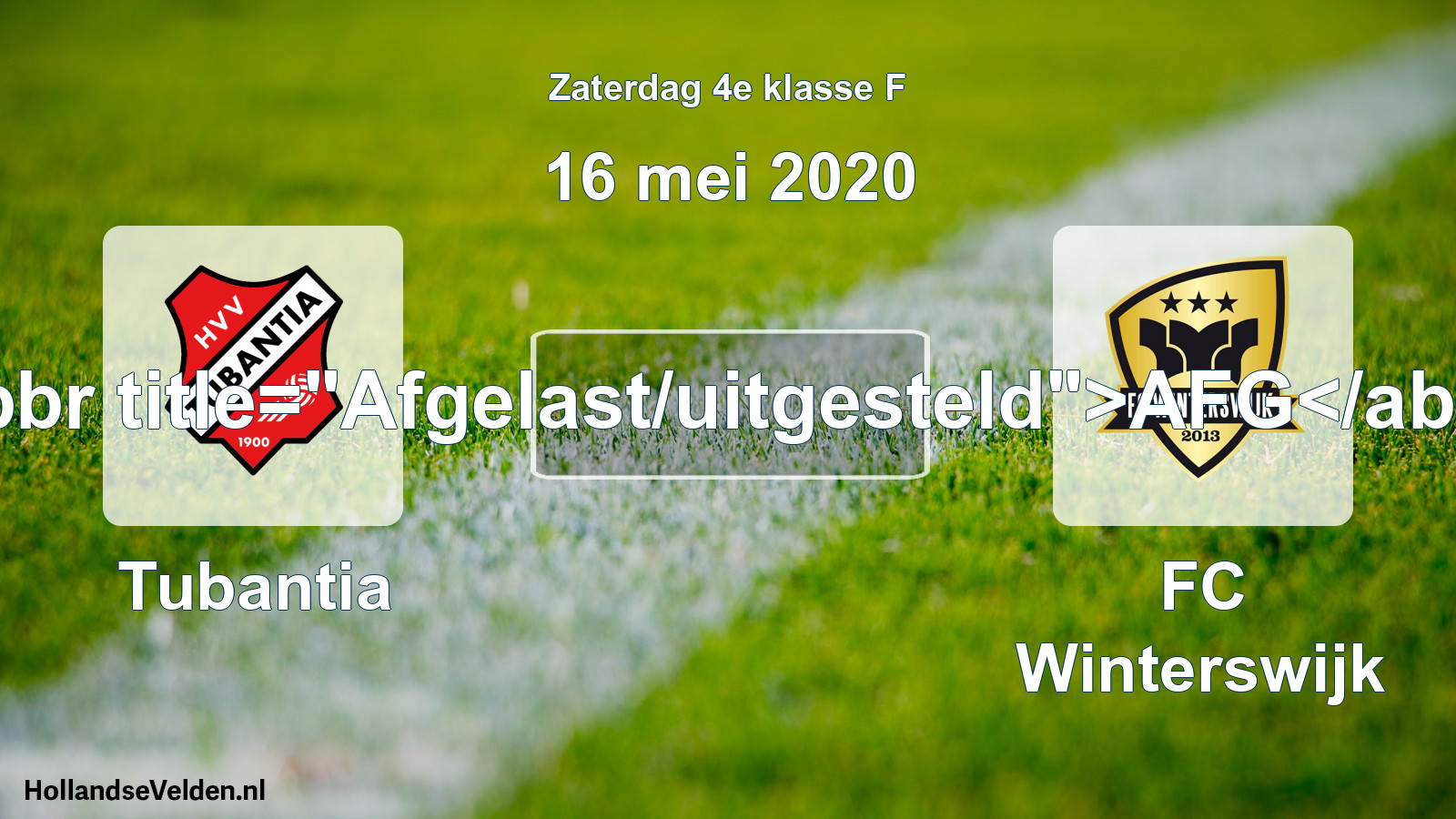 Scheduled Match: Tubantia - FC Winterswijk (16 May 2020)