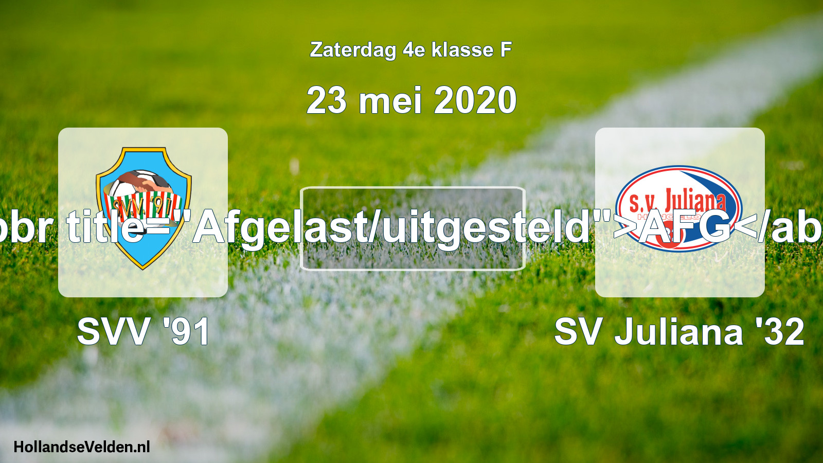 Scheduled Match: SVV '91 - SV Juliana '32 (23 May 2020)