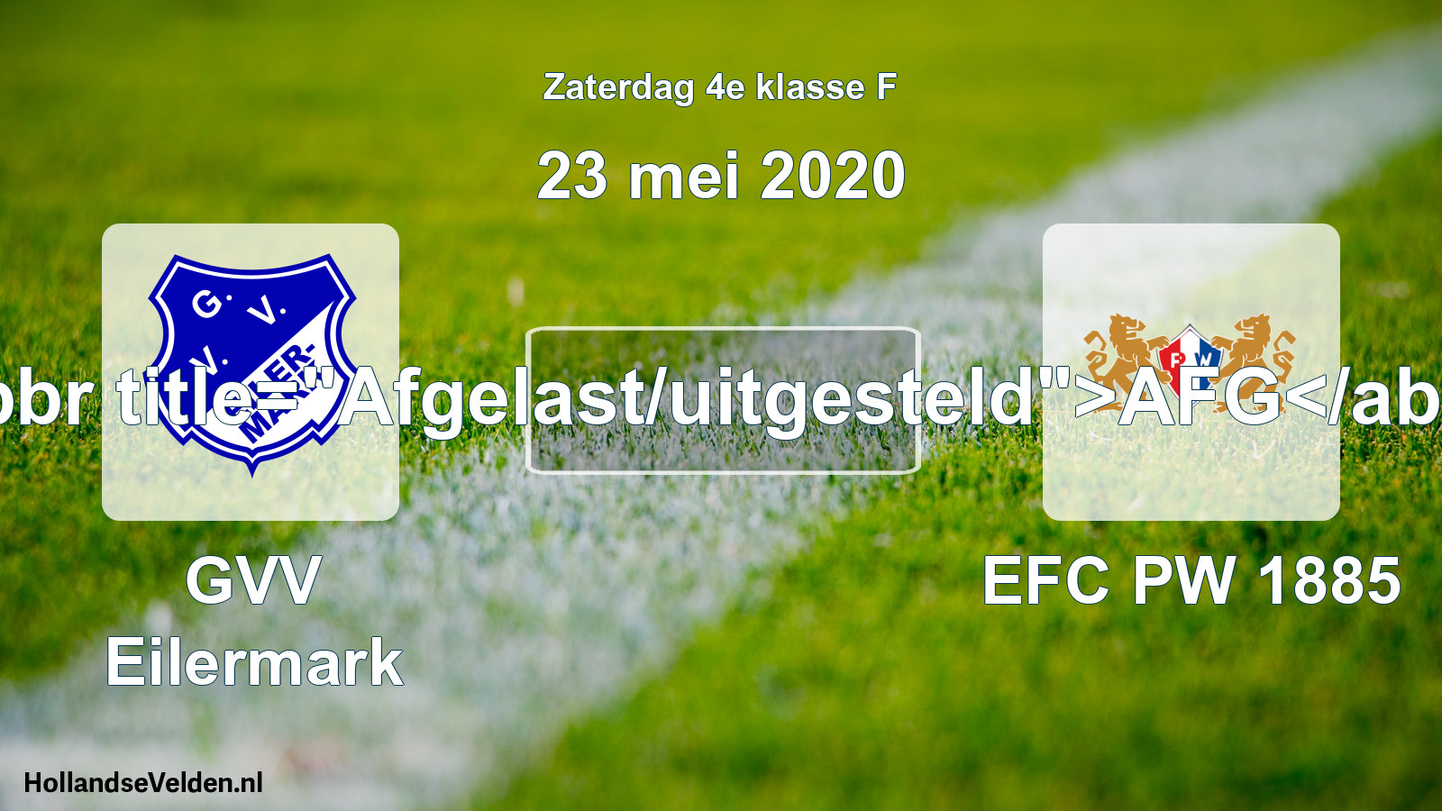 Scheduled Match: GVV Eilermark - PW 1885 (23 May 2020)