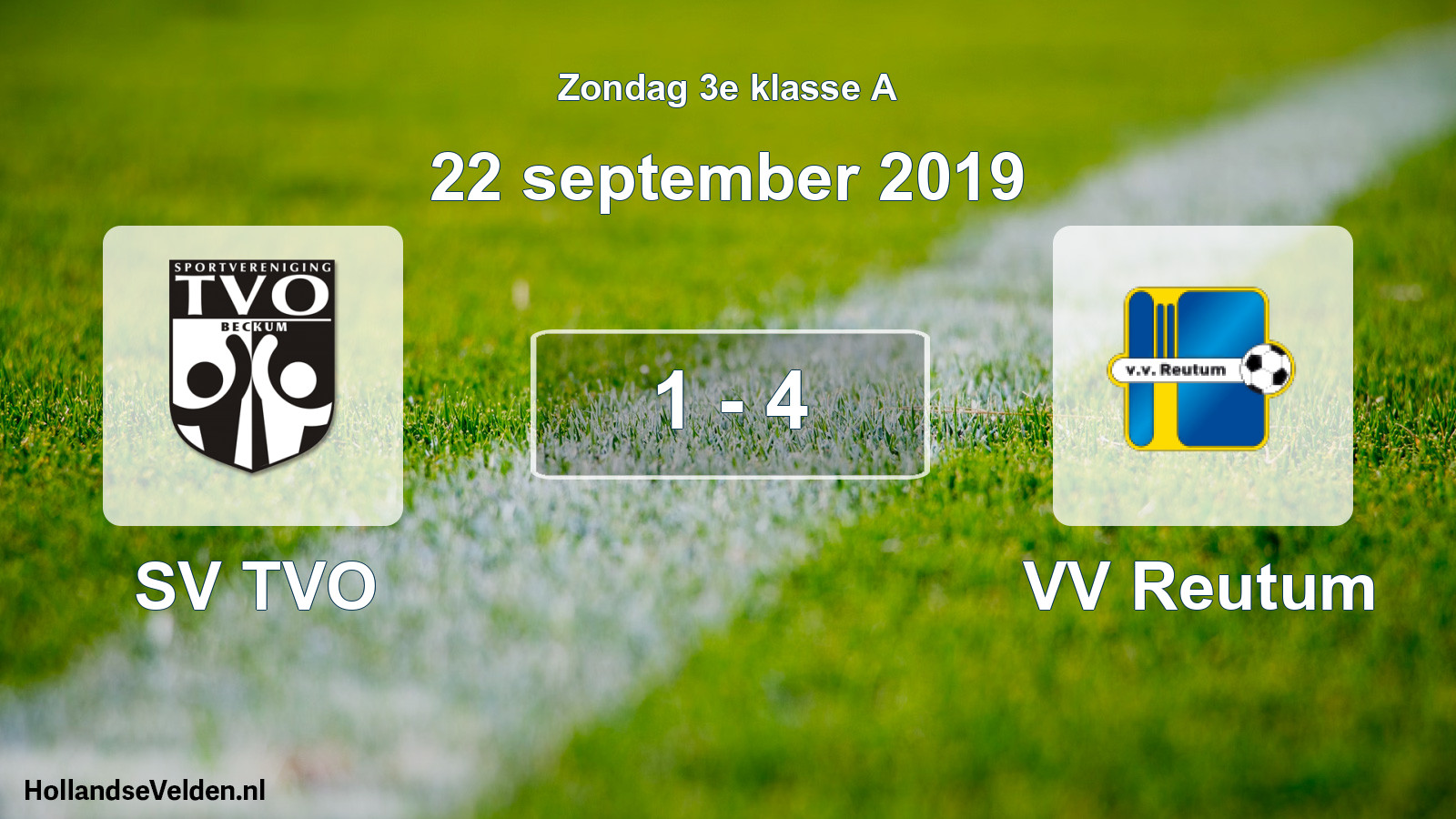 Total number of matches played: SV TVO - VV Reutum 1 - 4 (22 September 2019)