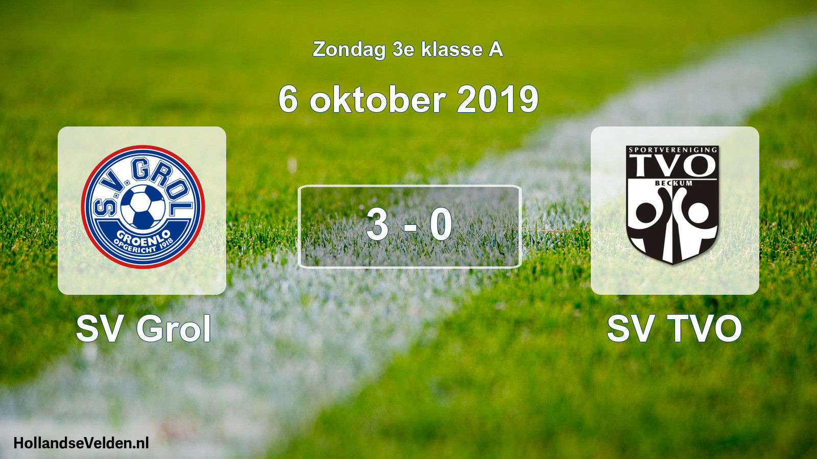 Total number of matches played: SV Grol - SV TVO 3 - 0 (6 October 2019)