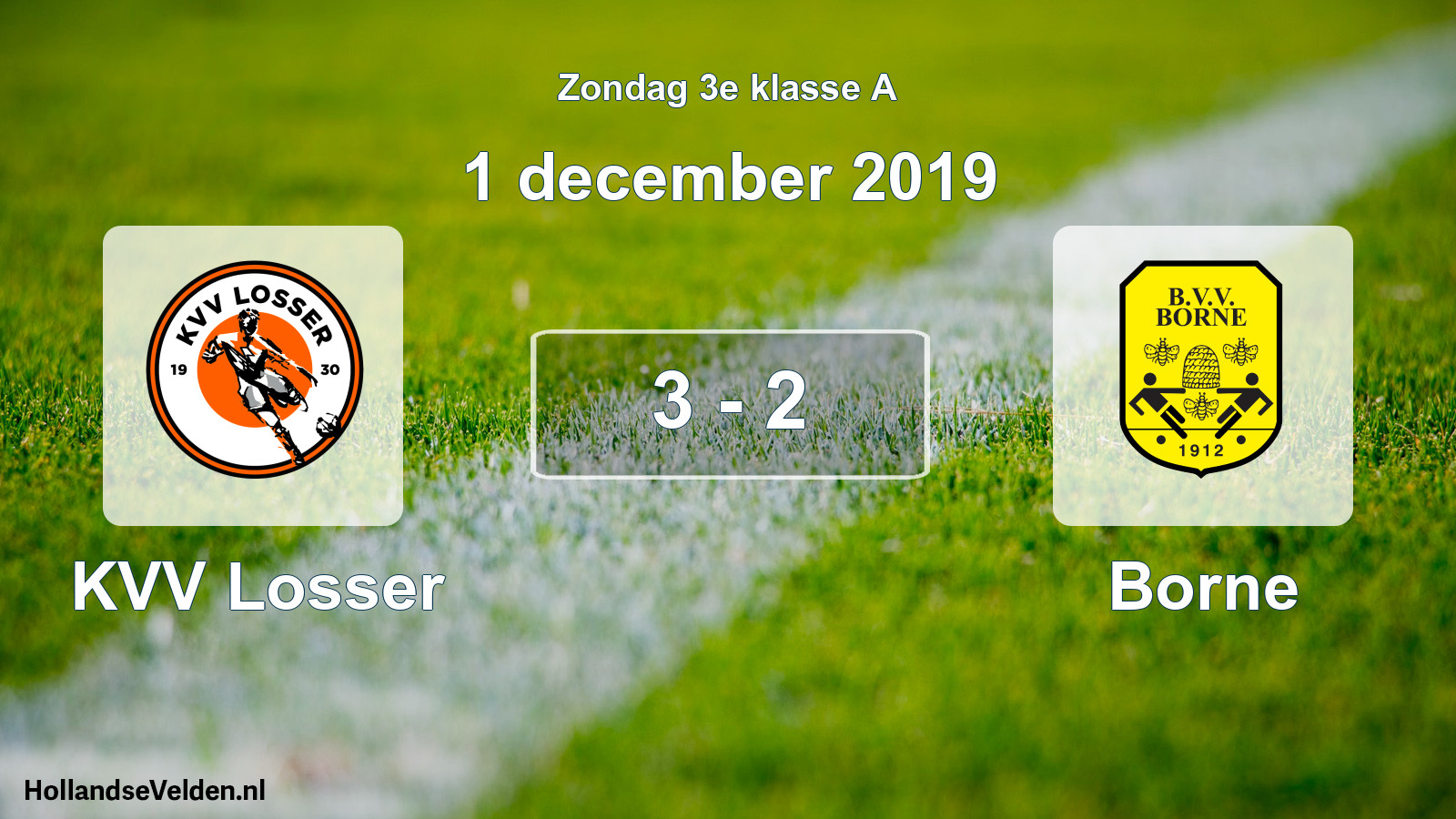 Total number of matches played: KVV Losser - Borne 3 - 2 (1 December 2019)
